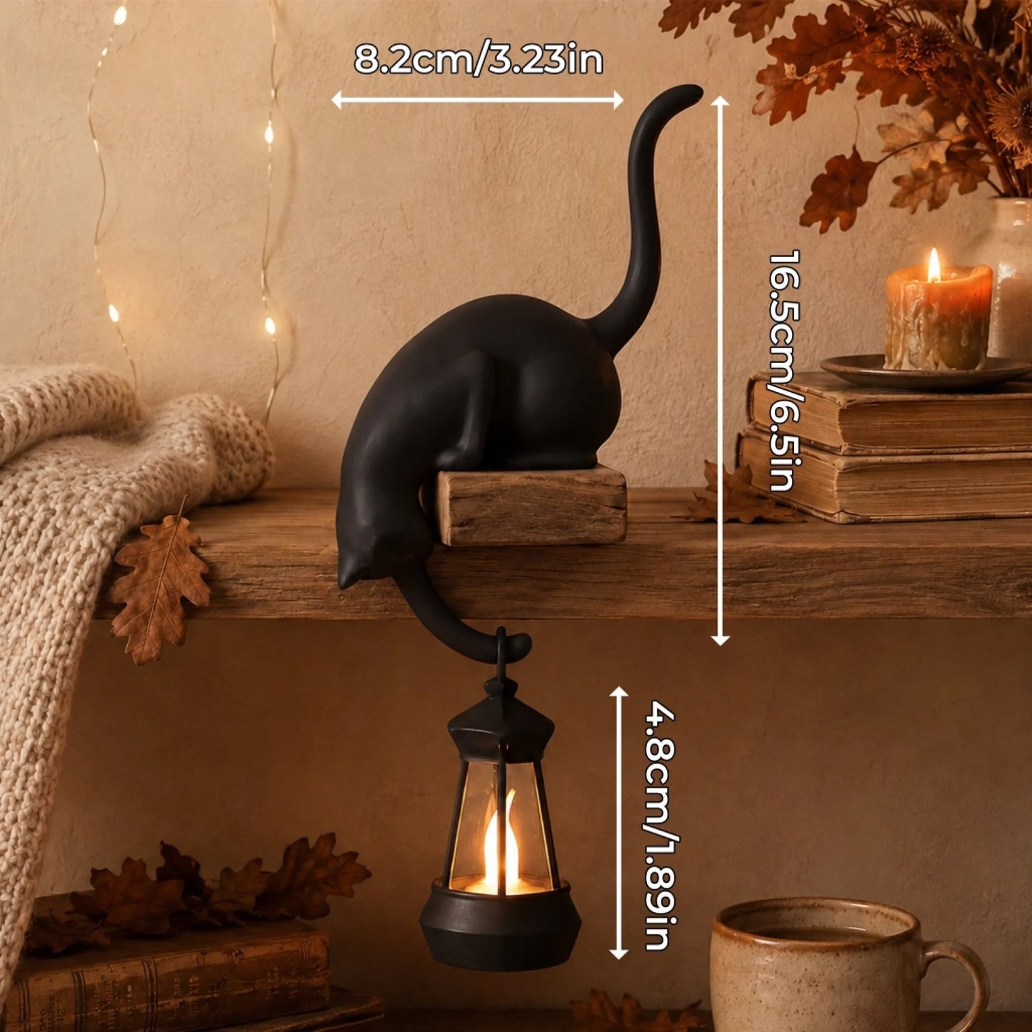 Cat Hook Bookshelf Lantern Light - Bookish Gifts For Book Lovers, Bookworms, Cat Mom And Dad - Purrfect Reading Companion