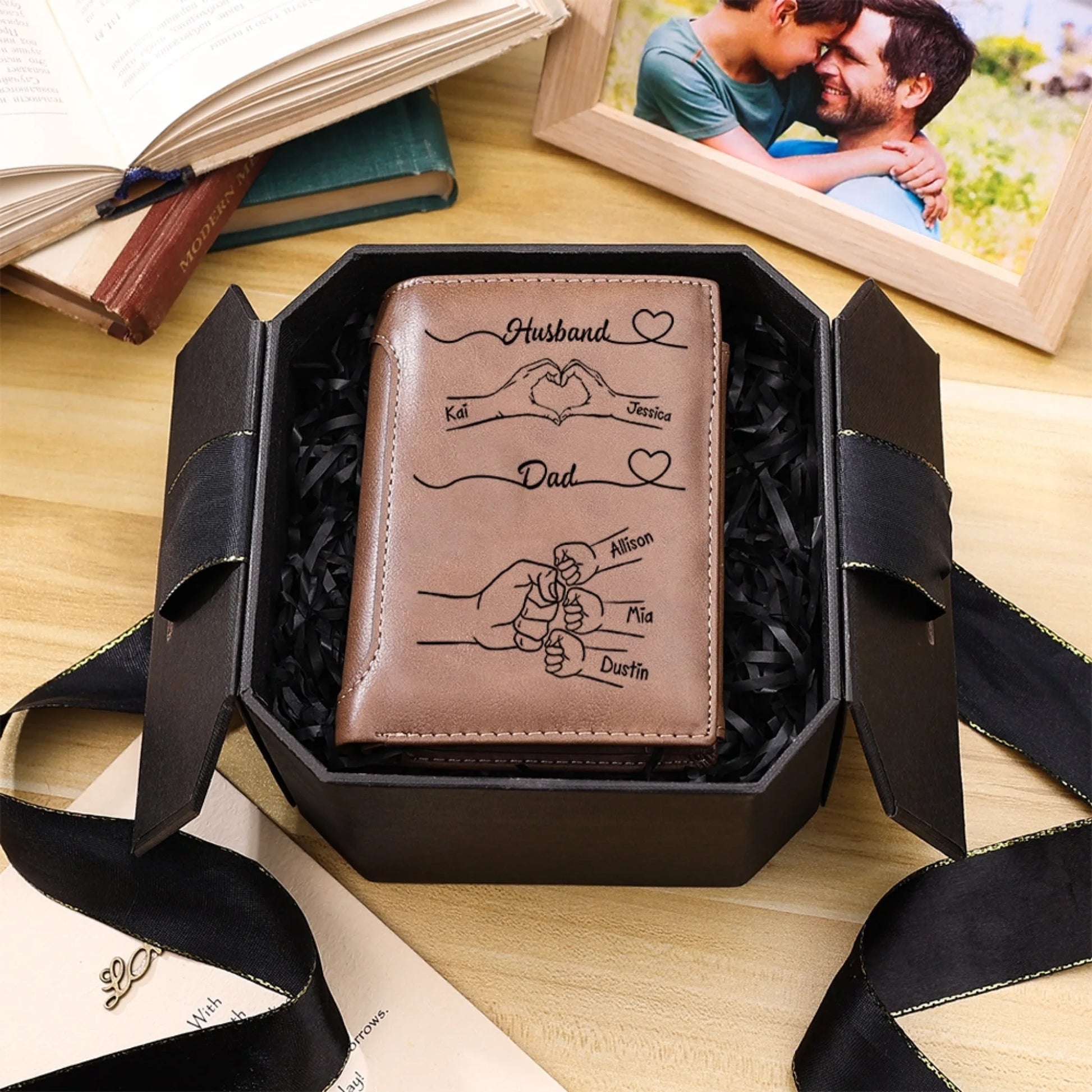 Personalized Dad Wallet with Custom 3-8 Names -_yyt