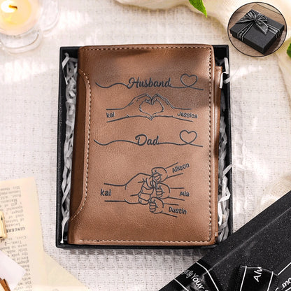 Personalized Dad Wallet with Custom 3-10 Names -_yy