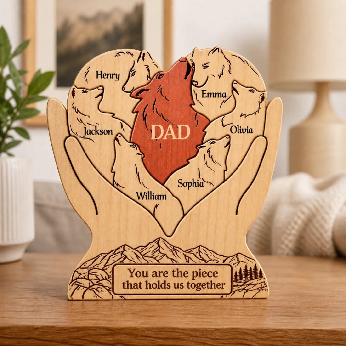 Custom Shaped Wooden Art Puzzle - Personalized Father's Day Birthday Gifts For Dad, Grandpa