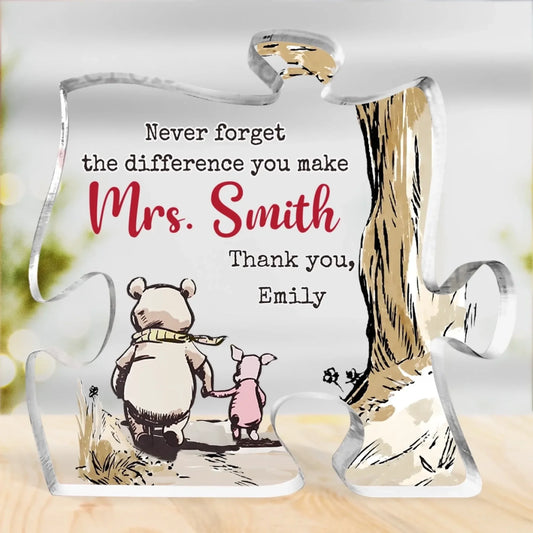 Custom Puzzle Shaped Acrylic Plaque - Personalized Graduation Gifts For Teachers - You Helped Me Grow
