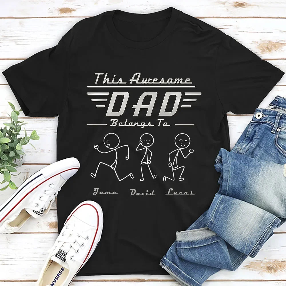 Custom Shirt - Personalized Funny Dad Shirt With Kids Names Stick Figure Father's Day Gift For Him