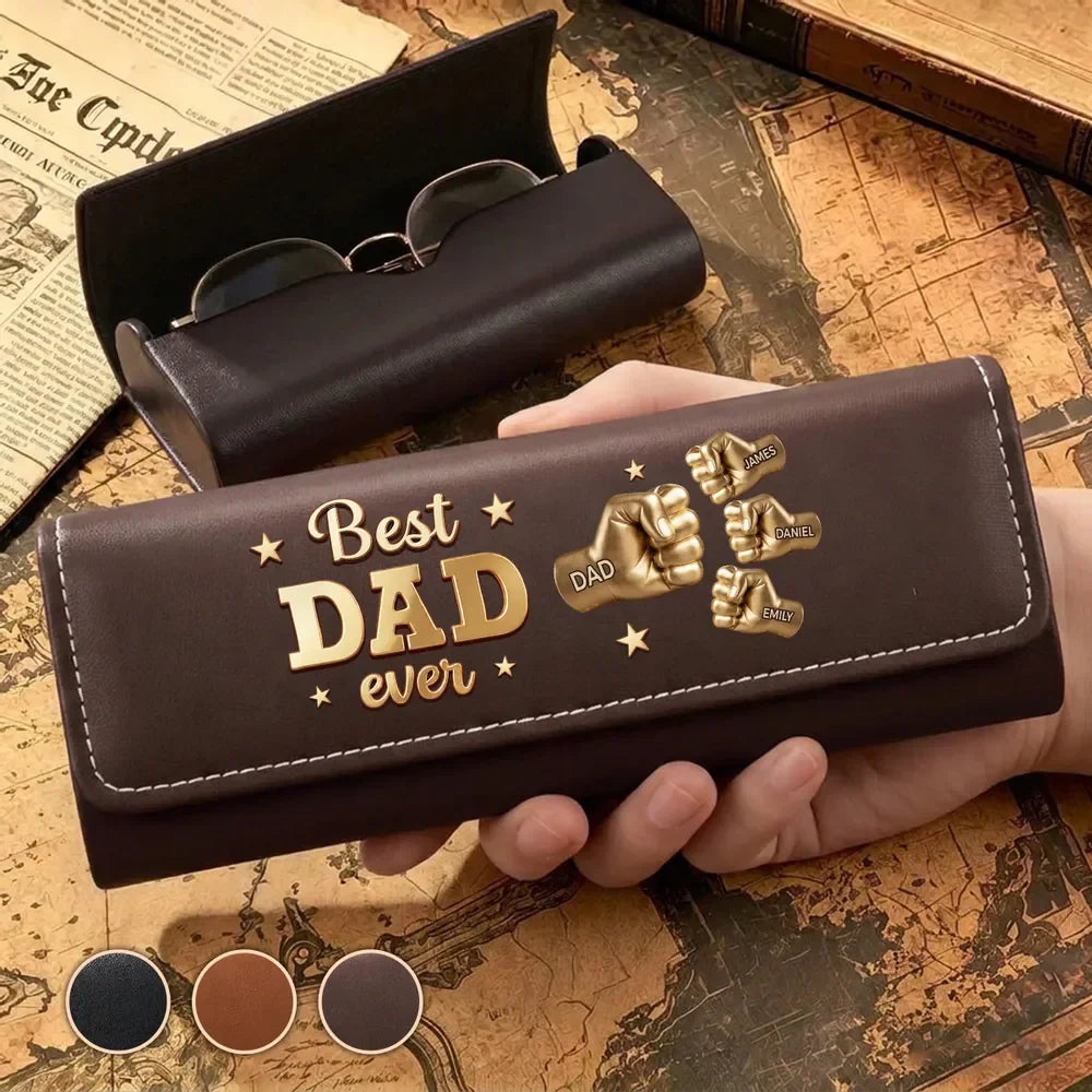 Custom Leather Eyeglass Case-Personalized Father's Day Birthday Gifts For Dad, Grandpa