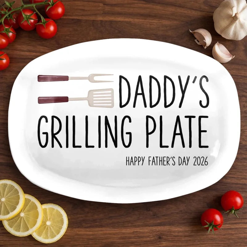 Custom Platter - Personalized Father's Day Birthday Gifts For Dad, Grandpa - Dad Serves Love Daily