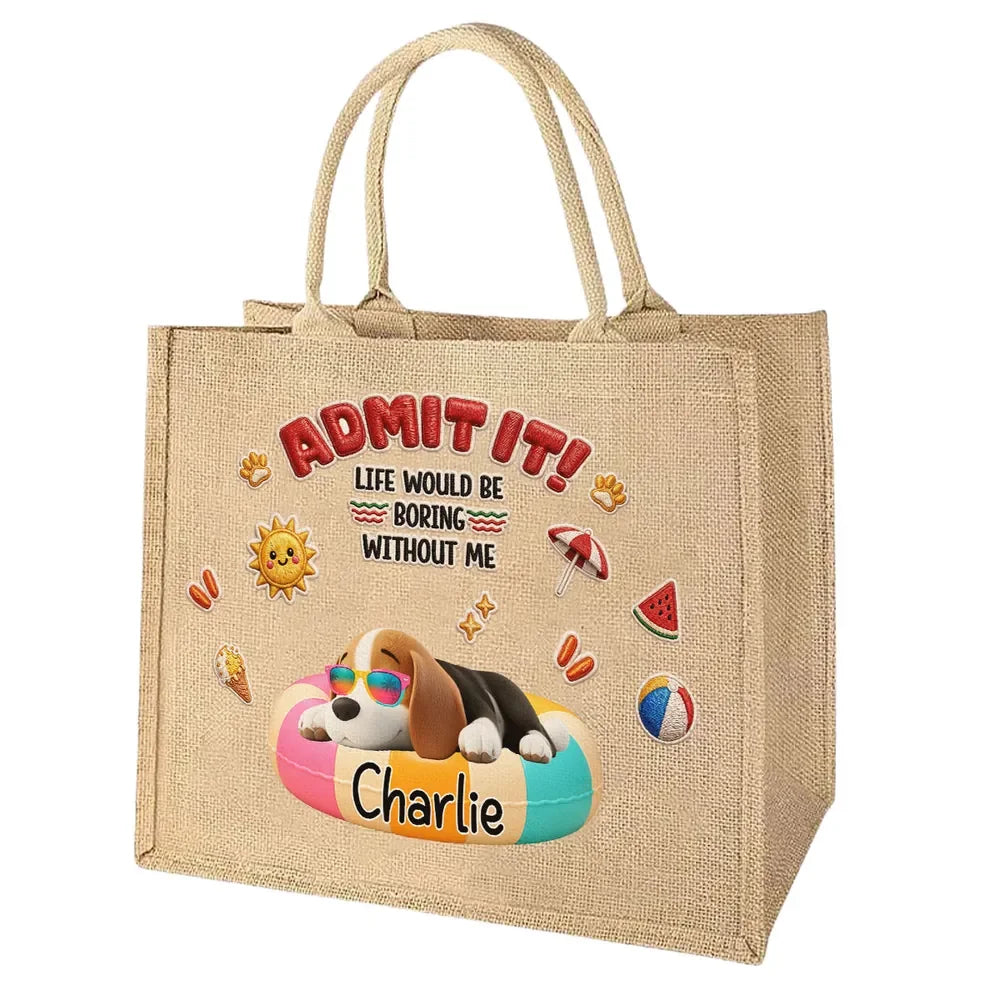 Cutie Summer Dog - Personalized Custom Jute Tote Bag