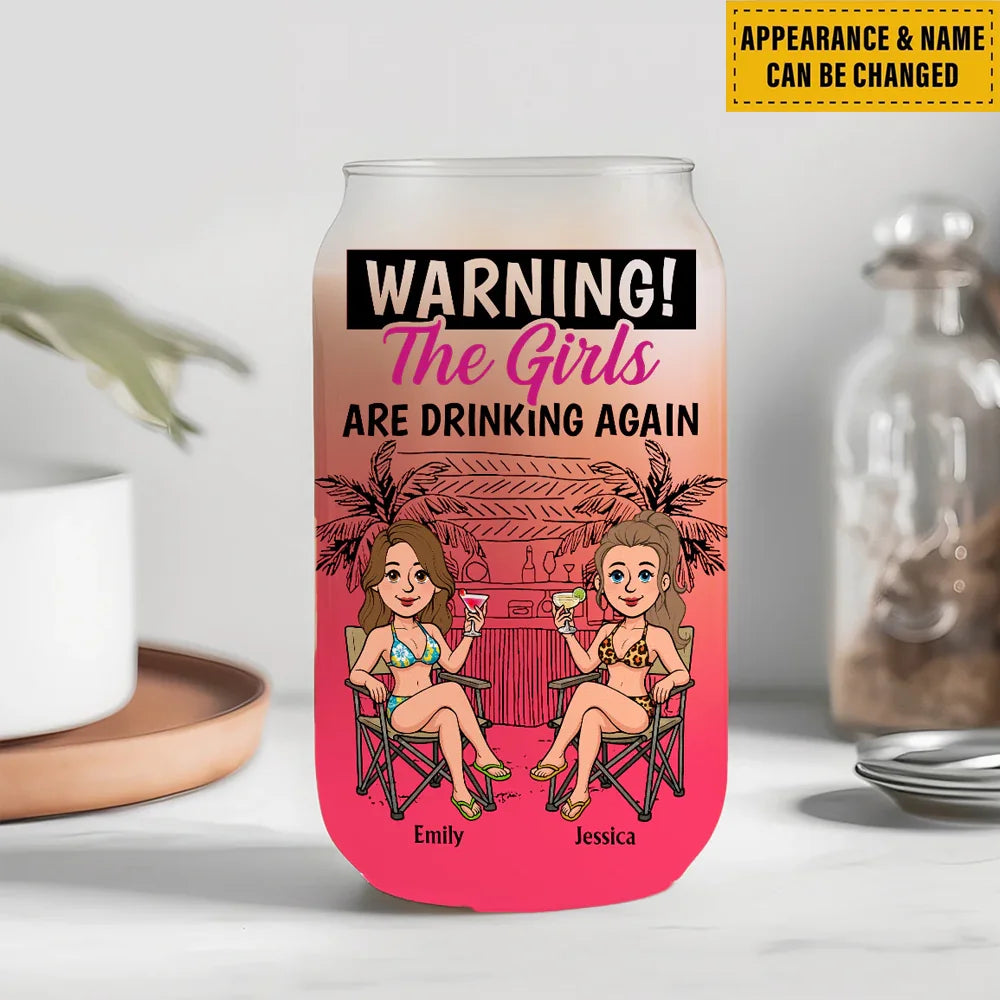 Sip Sip Hooray Ladies - Personalized Custom Ombre Frosted Glass Can