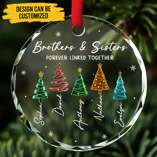 Season Love Siblings - Custom Circle Glass Ornament