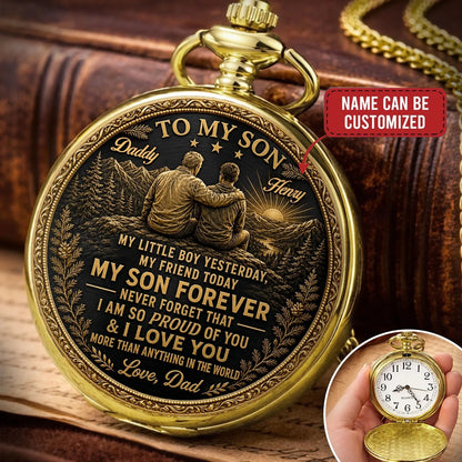 Custom Pocket Watch - Personalized Birthday Gifts For Son - Forever My Son And Best Friend