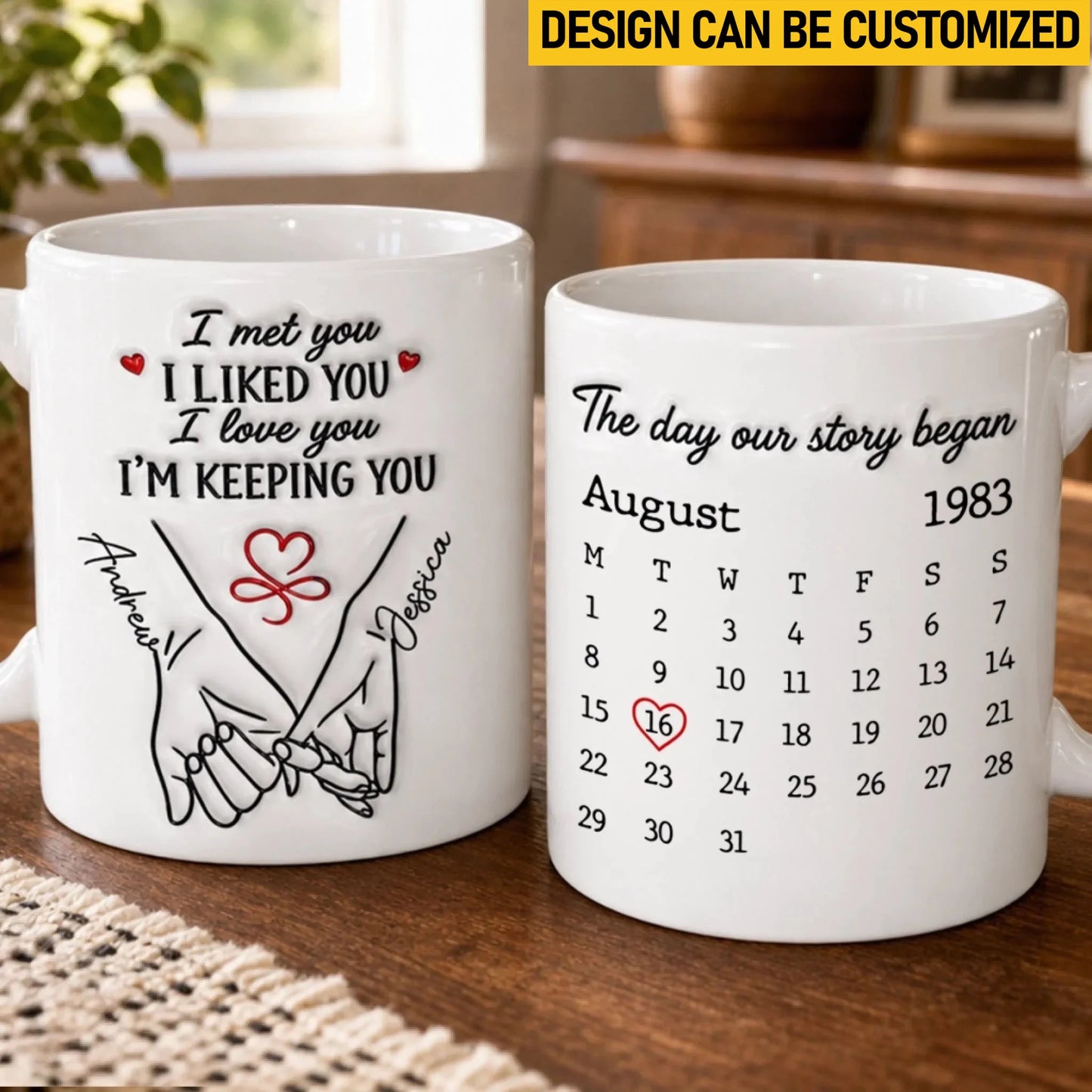 Custom Mug - Personalized Anniversary Wedding Gifts For Husband And Wife, Him And Her - The Day Our Story Began