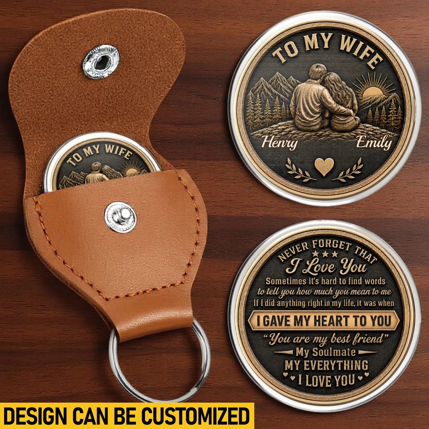 Custom Pocket Hug - Personalized Anniversary Wedding Gifts For Husband And Wife, Him And Her - Love Token Lasts Forever