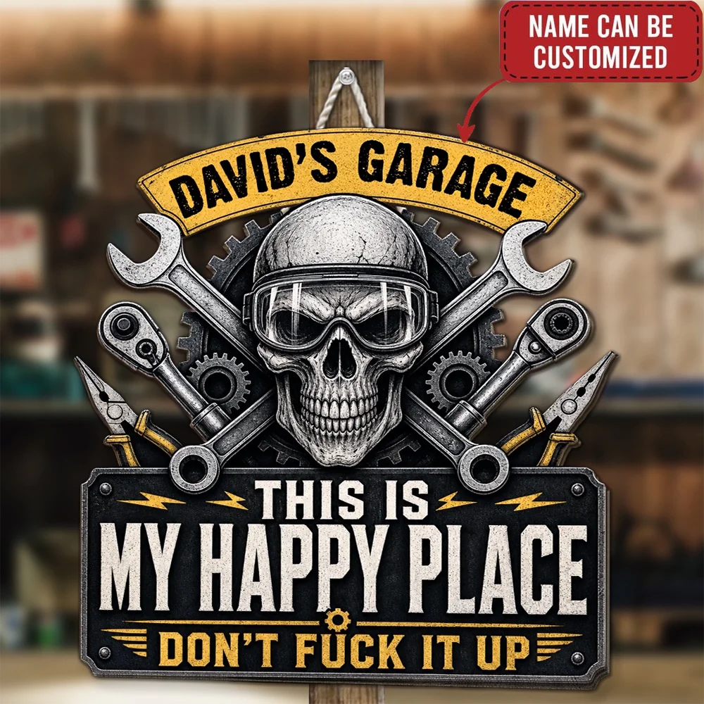Happy Place - Personalized Wood Sign