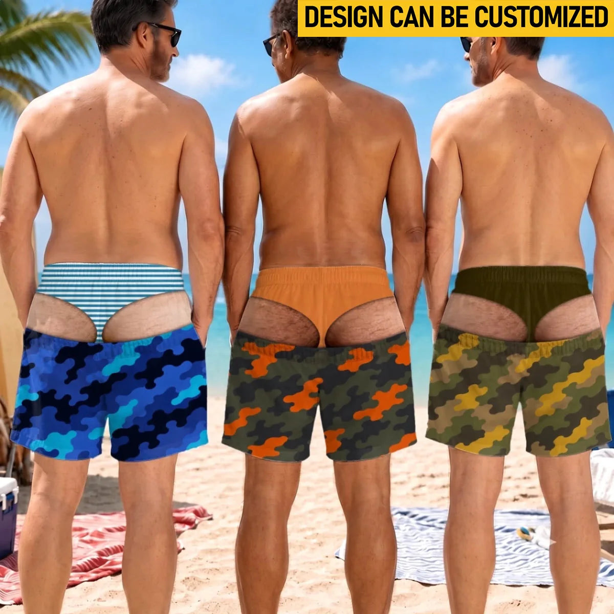 Custom Funny Men Swim Trunks - Personalized Birthday Gifts For Husband, Son, Grandson, Brother, Grandpa, Dad, Yourself - The View Gets Better