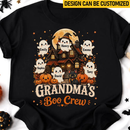 Custom Boo Crew T-shirt, Hoodie - Personalized Halloween Birthday Gifts For Mom, Grandma - Our Happy Haunted Crew