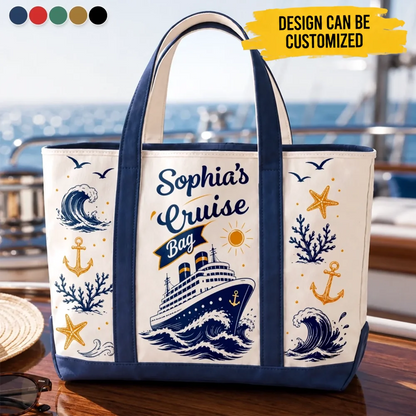 Custom Canvas Tote Bag - Personalized Summer Vacation And Travel Gifts For Mom, Dad, Brother, Sister - Sea Days Best Days
