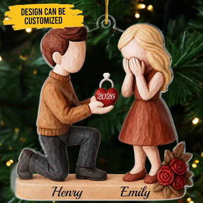 Custom First Christmas Acrylic Ornament - Personalized Anniversary Christmas Wedding Gifts For Husband And Wife, Him And Her - She Said Forever