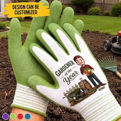 Custom Coated Grip Gardening Gloves - Personalized Birthday Garden Gifts For Gardeners, Husband, Son, Grandson, Brother, Grandpa, Dad, Yourself - Gardener Of The Year