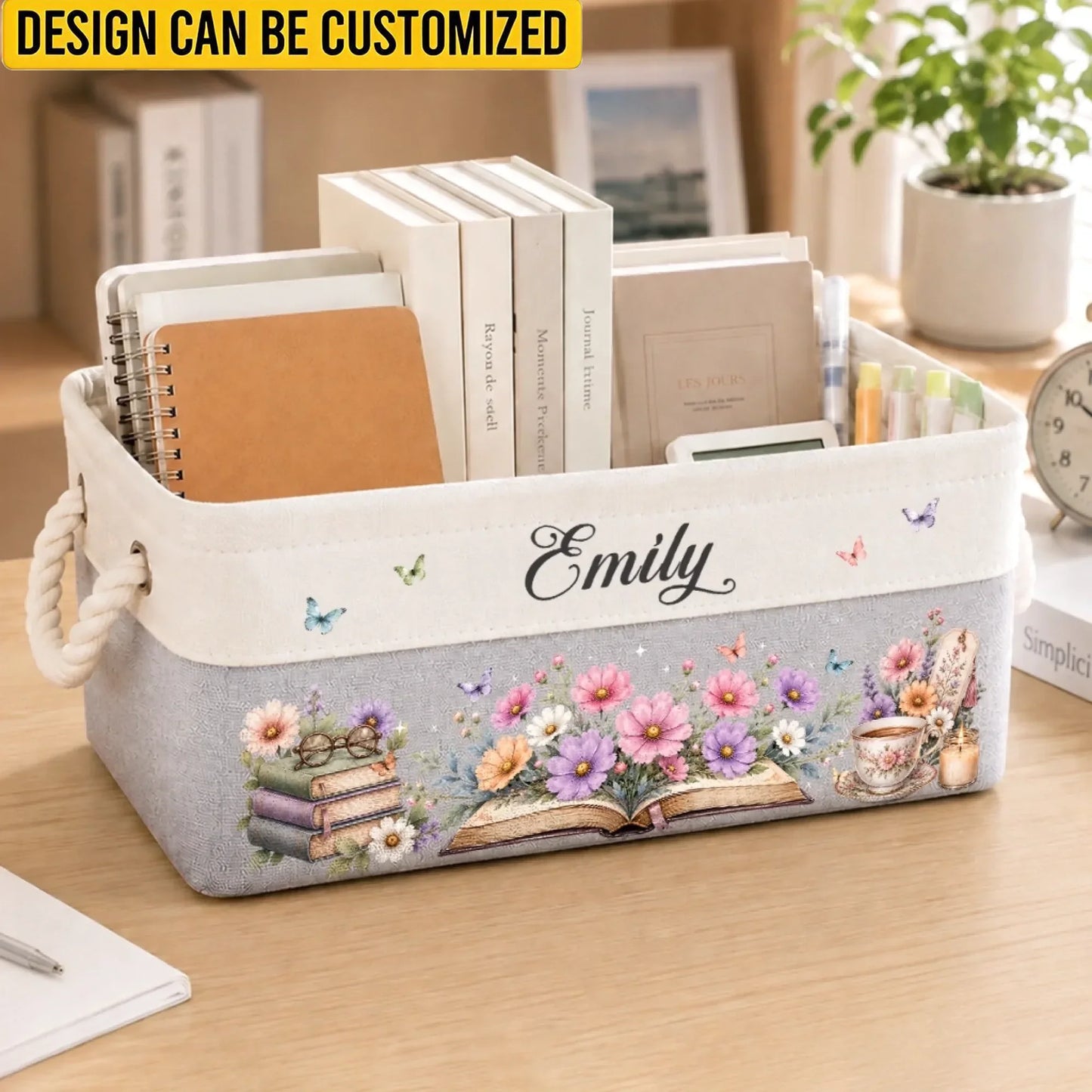 Custom Storage Basket - Personalized Bookish Gifts For Book Lovers, Bookworms, Readers - Lost Between The Pages