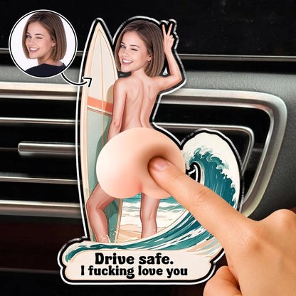 Custom Photo Squishy Acrylic Car Vent Clip - Personalized Anniversary Wedding Gifts For Husband And Wife, Him And Her - Butt On Board