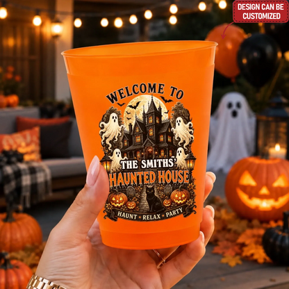 Custom Halloween Party Cups - Personalized Halloween Birthday Gifts For Mom, Dad, Brother, Sister - Spooky Nights Happy Hearts