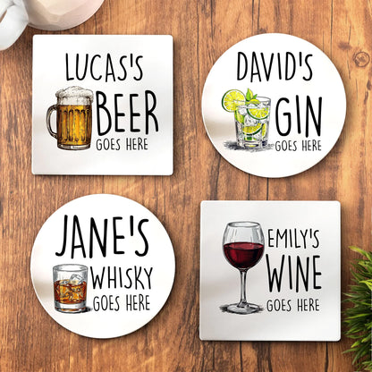 Custom Ceramic Coaster - Personalized Birthday Gifts For Besties, Sisters, BFF, Family, Yourself - Your Drink Here