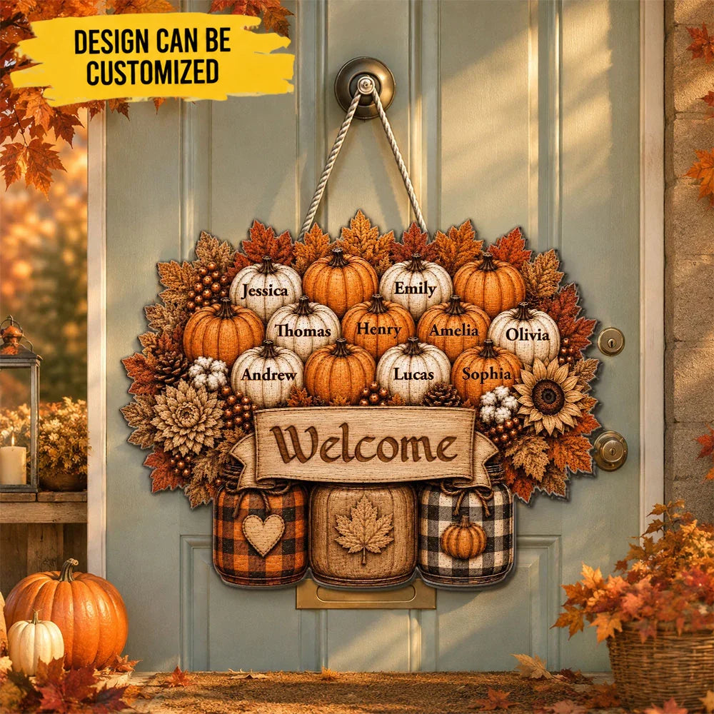 Fall Hugs From Our Family - Personalized Wood Sign