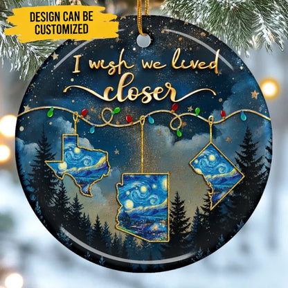 Custom Long Distance Ceramic Ornament - Personalized Best Friend Christmas Birthday Gifts For Women, Besties, Sisters, BFF - Hearts Stay Close Across Miles