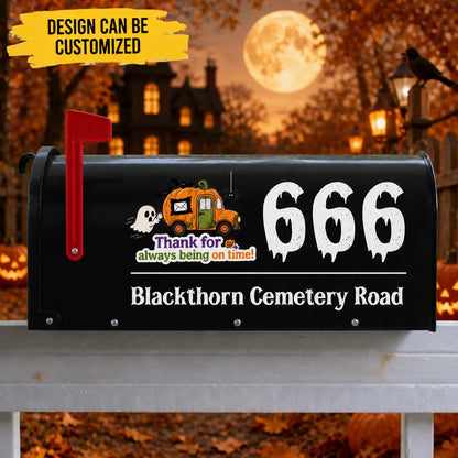 Custom Halloween Mailbox Decal - Personalized Ghost and Pumpkin Address Label - Spooky Home Decoration