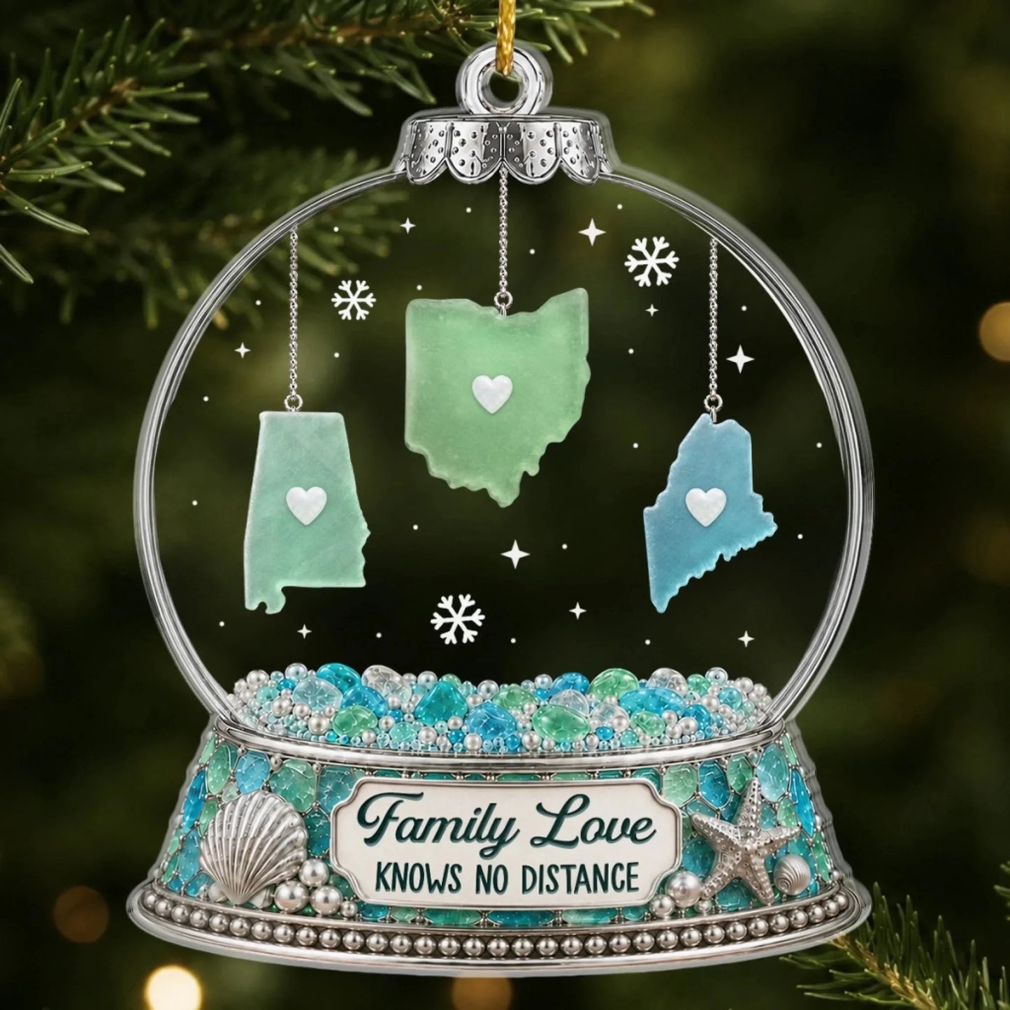 Custom Long Distance Acrylic Ornament - Personalized Christmas Birthday Gifts For Mom, Dad, Brother, Sister - Home Is Where Heart Belongs