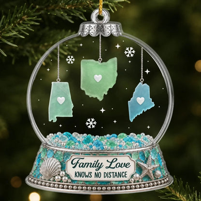 Custom Long Distance Acrylic Ornament - Personalized Christmas Birthday Gifts For Mom, Dad, Brother, Sister - Home Is Where Heart Belongs