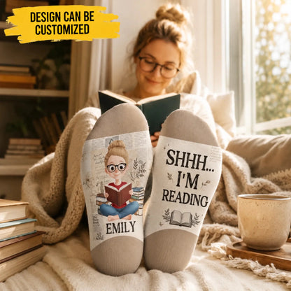 Custom Crew Socks - Personalized Bookish Gifts For Book Lovers, Bookworms, Readers - Do Not Disturb I Am Reading