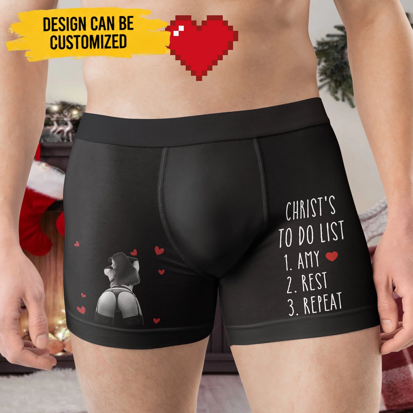 To Do List Funny Adult Naughty Gifts For Him - Upload Spicy Photo - Personalized Boxer