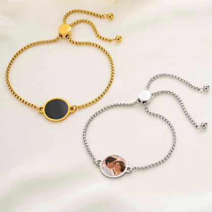 Custom Heat-Activated Hidden Photo Adjustable Bracelet - Personalized Anniversary Gift for Women/Men - Memorable Jewelry