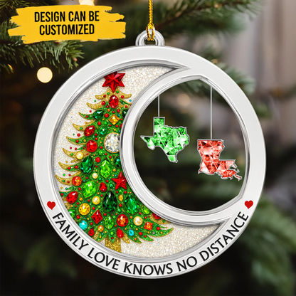 Family Love Knows No Distance Crystal - Personalized Acrylic Ornament