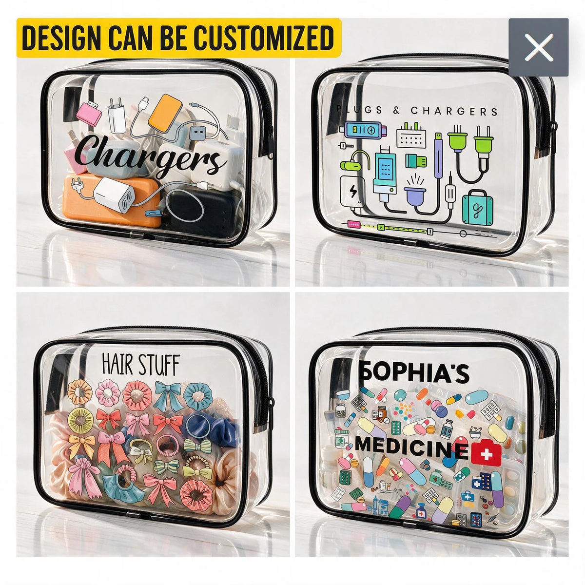 My Clear Carry Bag | Custom Personalized Transparent Cable & Charger Pouch
