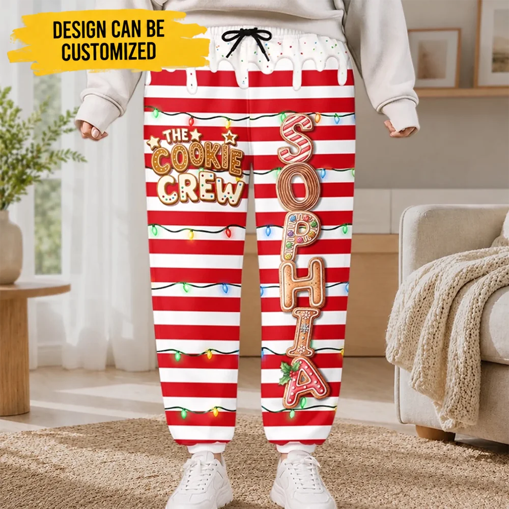 Custom Letter Unisex Sweatpants - Personalized Christmas Birthday Gifts For Mom, Dad, Brother, Sister - Sweetest Cookie Crew In Town