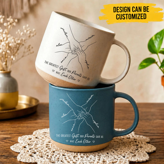 Custom Pottery Mug - Personalized Christmas Birthday Gifts For Mom, Dad, Brother, Sister - Forever Linked Together