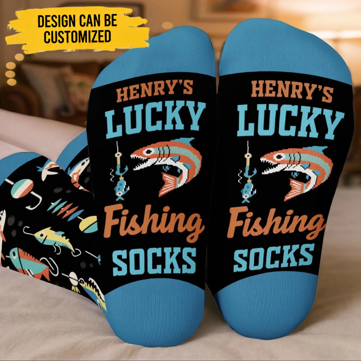 Custom Crew Socks - Personalized Christmas Birthday Fishing Gifts For Fisherman - Walk Like A Lucky Angler