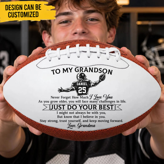 Custom Leather Football - Personalized Birthday Gifts For Son, Grandson, America Football Lovers, Sports Fans, Sports Lovers - Made For Game Day