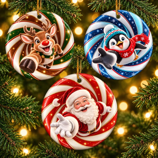 Custom Ceramic Ornament - Personalized Christmas Birthday Gifts For Kids - Jolly And Bright