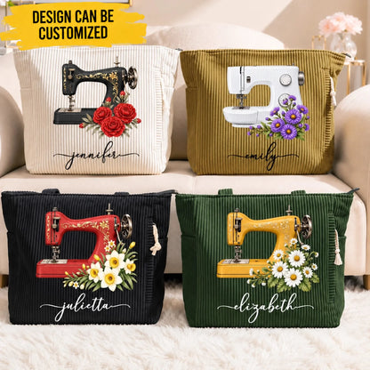 Custom Corduroy Tote Bag - Personalized Birthday Tailor Gifts For Sewer, Seamstress - Sew Much Love