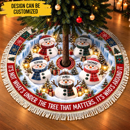 Custom Snowman Tree Skirt - Personalized Christmas Birthday Gifts For Mom, Dad, Brother, Sister - Under The Tree Together