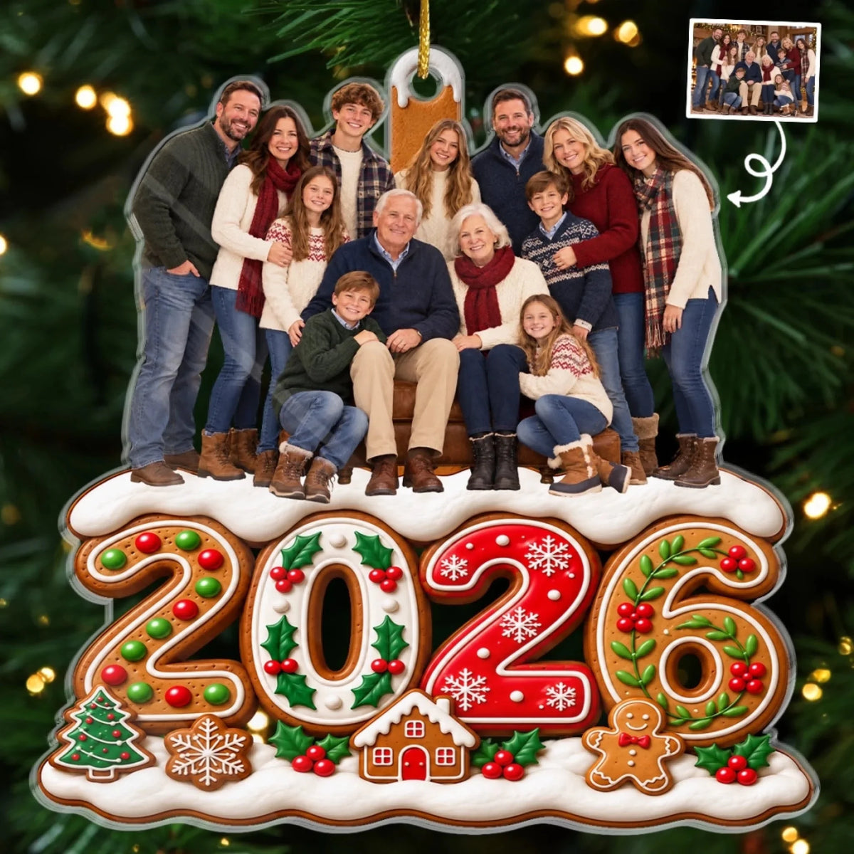 Custom Photo Acrylic Ornament - Personalized Christmas Birthday Gifts For Mom, Dad, Brother, Sister - Blessed With A Loving Family