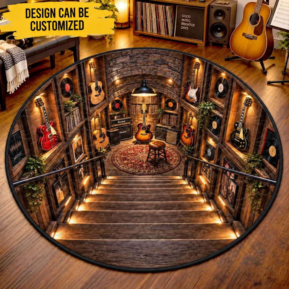 Custom Quilted Round Mat - Personalized Birthday Gifts For Guitar Lovers, Husband, Son, Grandson, Brother, Grandpa, Dad, Yourself - Music Speaks To The Soul