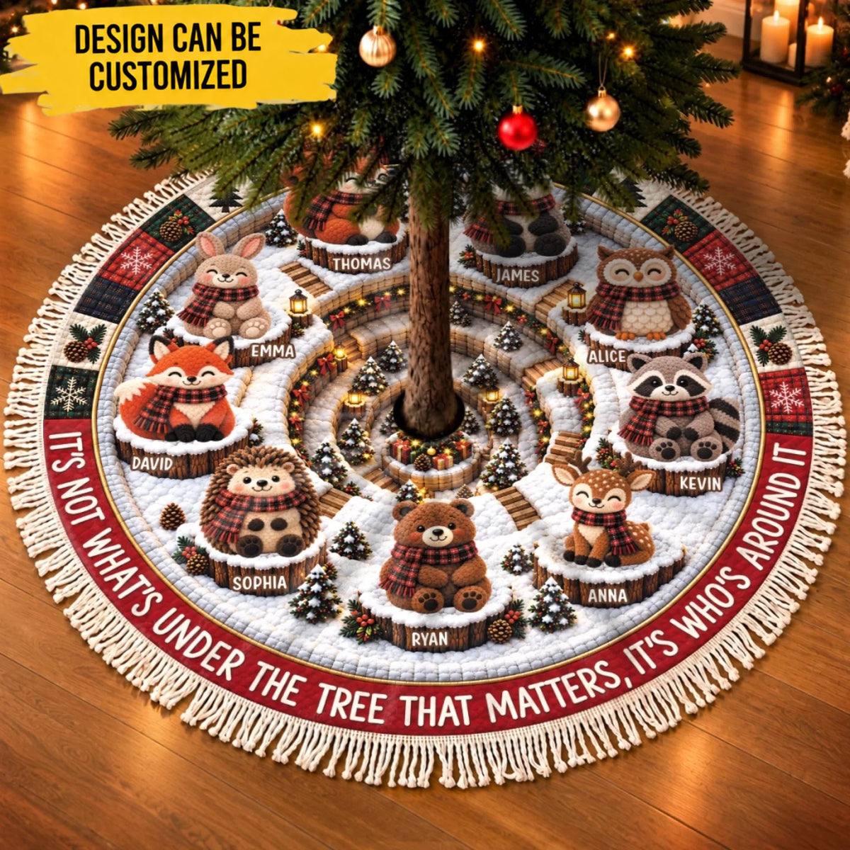 Custom Tree Skirt - Personalized Christmas Birthday Gifts For Mom, Dad, Brother, Sister - Our Happy Place