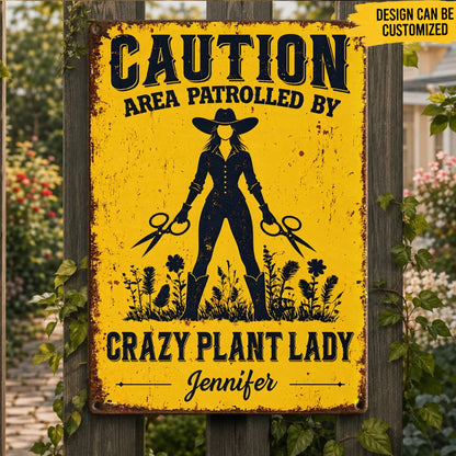 Custom Home Decor Metal Sign - Personalized Birthday Garden Gifts For Gardeners - Crazy Plant Lady Zone