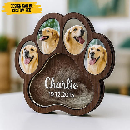 Custom Photo Wooden Pet Fur Keepsake Box - Personalized Memorial Gifts For Pet Owners - Paw Print Picture Frame