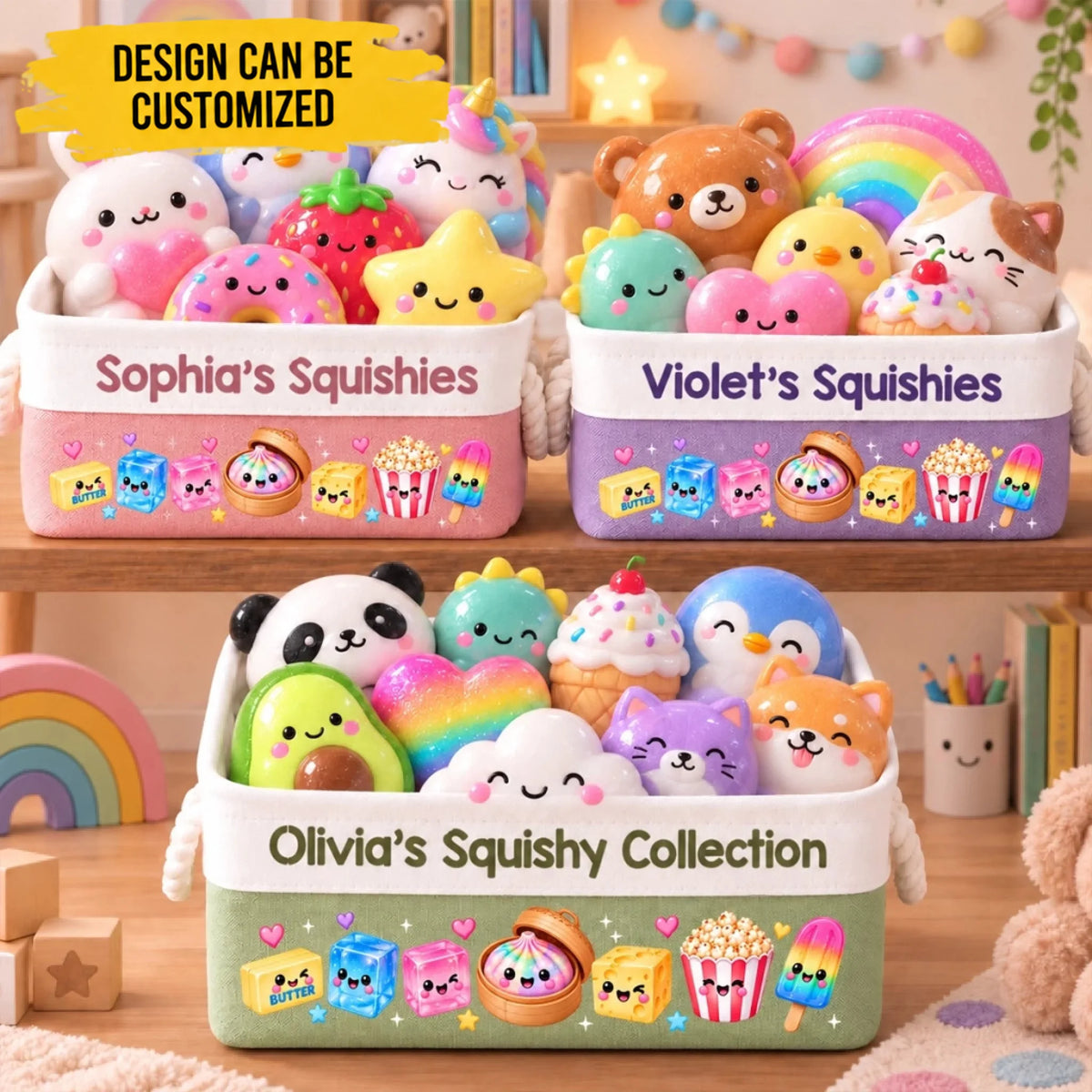 Custom Squishy Storage Basket - Personalized Birthday Gifts For Kids - Collecting Tiny Happiness