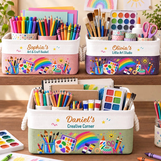 Custom Name Kids Art and Craft Gifts - Personalized Storage Basket