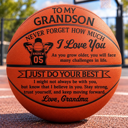 Custom Never Forget How Much I Love You Grandson Gifts - Personalized Basketball
