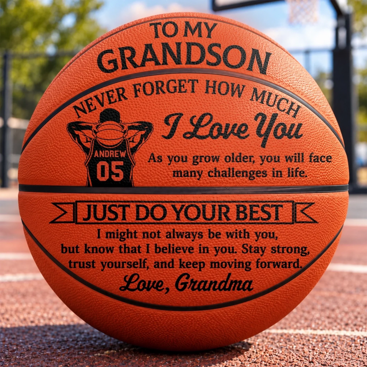 Custom Basketball - Personalized Gifts For Grandson, Son - Never Forget How Much I Love